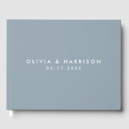 Moderne Minimalistische Blauer Hochzeit Gästebuch