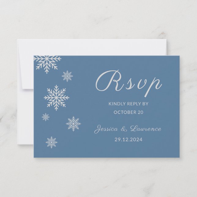 Moderne Minimalistische, blauer Silberfest Winterh RSVP Karte (Vorderseite)