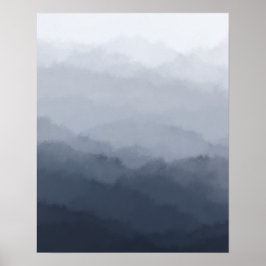 Moderne Minimalistische Blaugebirge Abstrakt Poster