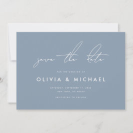 Moderne Minimalistische Blue Wedding rettet das Da Save The Date