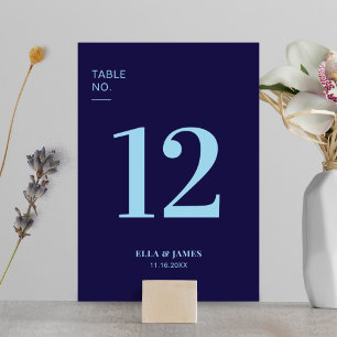 Moderne Minimalistische Blue Wedding Tischnummer