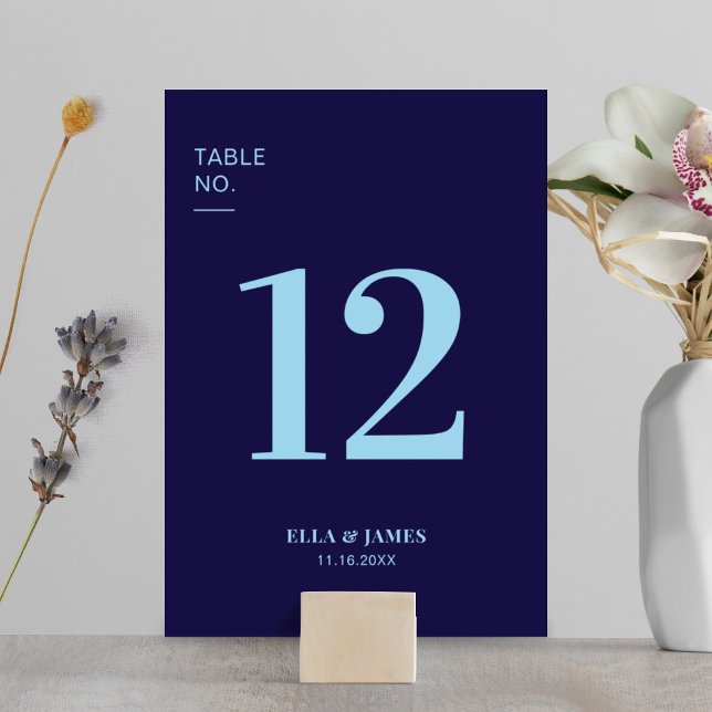 Moderne Minimalistische Blue Wedding Tischnummer (Von Creator hochgeladen)