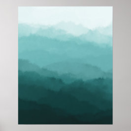 Moderne Minimalistische Bluish Green Mountains Abs Poster