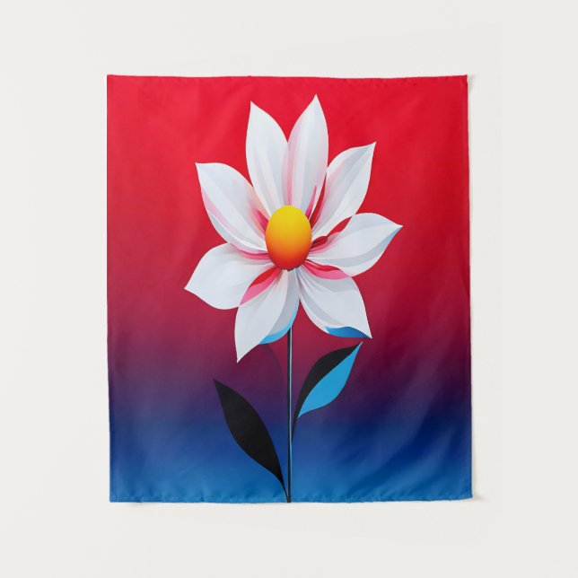 Moderne Minimalistische Blume Kunst Wandteppich (Vorderseite)