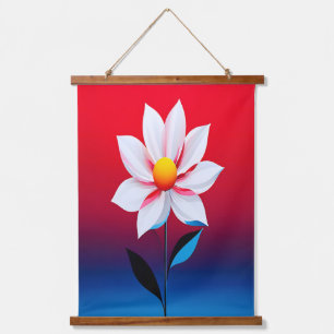 Moderne Minimalistische Blume Kunst Wandteppich Mit Holzrahmen
