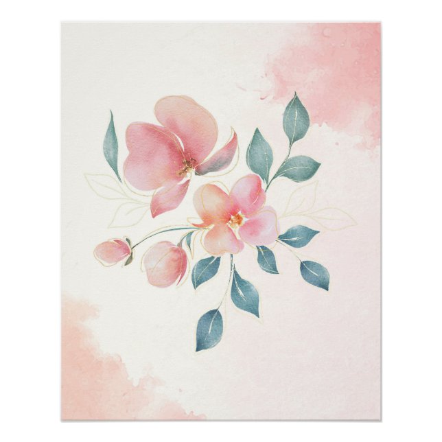 Moderne Minimalistische Blume Poster (Vorderseite)