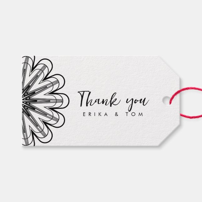 Moderne minimalistische Blumen danke Geschenketike Geschenkanhänger (Vorderseite (Horizontal))