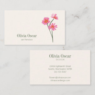 Moderne minimalistische Blumen Rosa Grüne Floral Visitenkarte