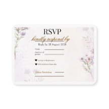 Moderne minimalistische Blumen-RSVP-Karte | Lavend
