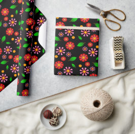 Moderne minimalistische Blumengestaltung schwarzer Geschenkpapier