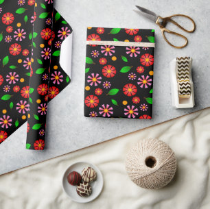 Moderne minimalistische Blumengestaltung schwarzer Geschenkpapier