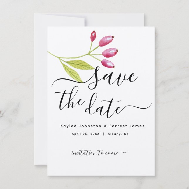 Moderne Minimalistische Blumenhochzeit spart das D Einladung (Vorderseite)
