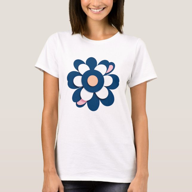 Moderne Minimalistische Blumenkunst T-Shirt (Vorderseite)