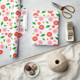 Moderne minimalistische Blumenmuster weiße Hinterg Geschenkpapier