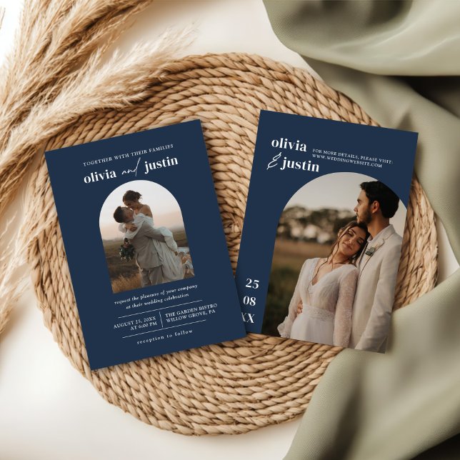 Moderne Minimalistische Boho Arch Foto Hochzeit Einladung (Von Creator hochgeladen)