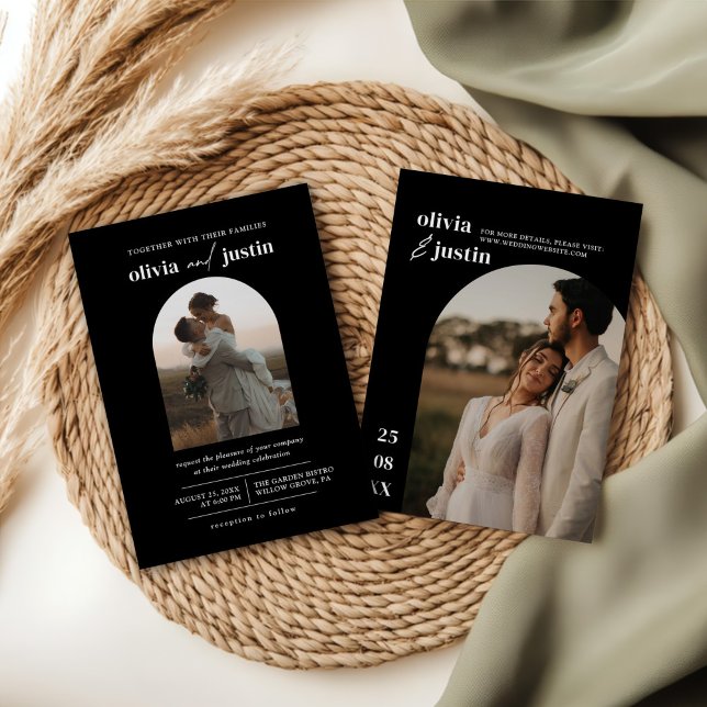 Moderne Minimalistische Boho Arch Foto Hochzeit Einladung (Von Creator hochgeladen)