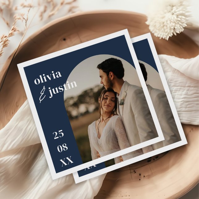 Moderne Minimalistische Boho Arch Foto Hochzeit Serviette (Von Creator hochgeladen)