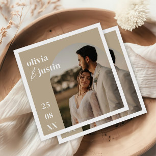 Moderne Minimalistische Boho Arch Foto Hochzeit Serviette