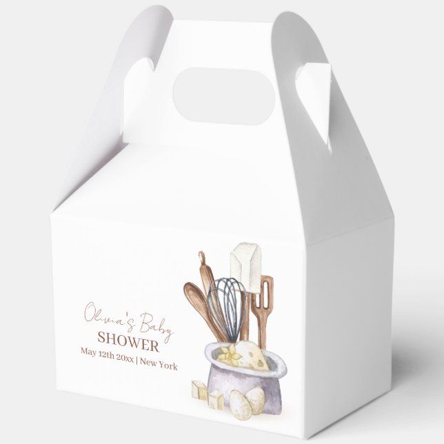 Moderne Minimalistische Boho Bäckerei Koch Babydus Geschenkschachtel (Rückseite)