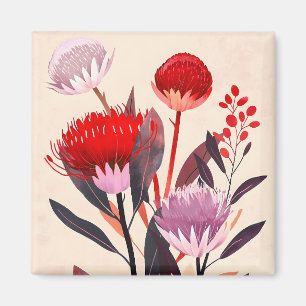 Moderne minimalistische Boho-Blumen Botanik Magnet