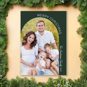 Moderne Minimalistische Boho-Bogen-Familienfoto Feiertagskarte