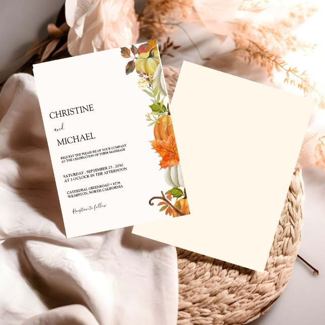 Moderne Minimalistische Boho Fall Pumpkin Wedding Einladung (Von Creator hochgeladen)