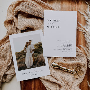 Moderne Minimalistische Boho Foto Wedding Einladung