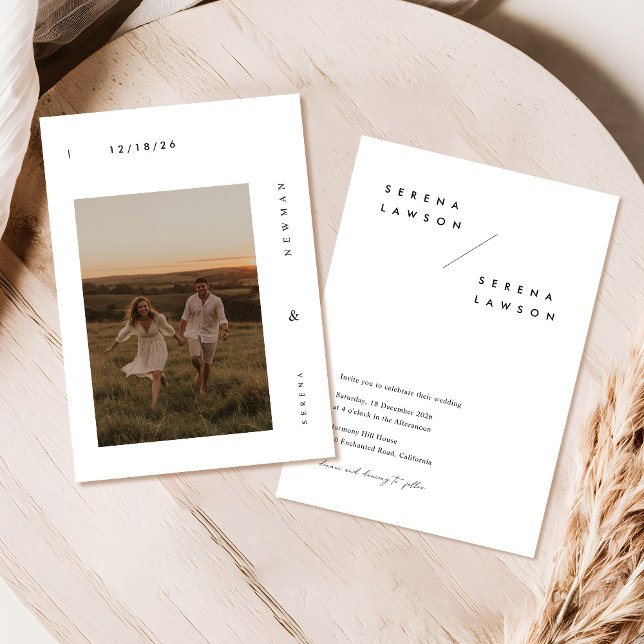 Moderne Minimalistische Boho Foto Wedding Einladung (Von Creator hochgeladen)