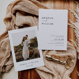Moderne Minimalistische Boho Foto Wedding Einladung
