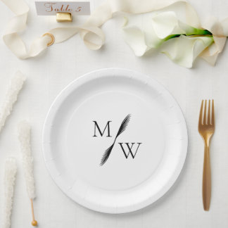 Moderne Minimalistische Boho Monogram Wedding Pappteller