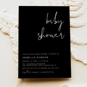 Moderne minimalistische Boho-Schwarze Babyparty Einladung