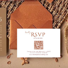Moderne Minimalistische Boho Terracotta Wedding RSVP Karte