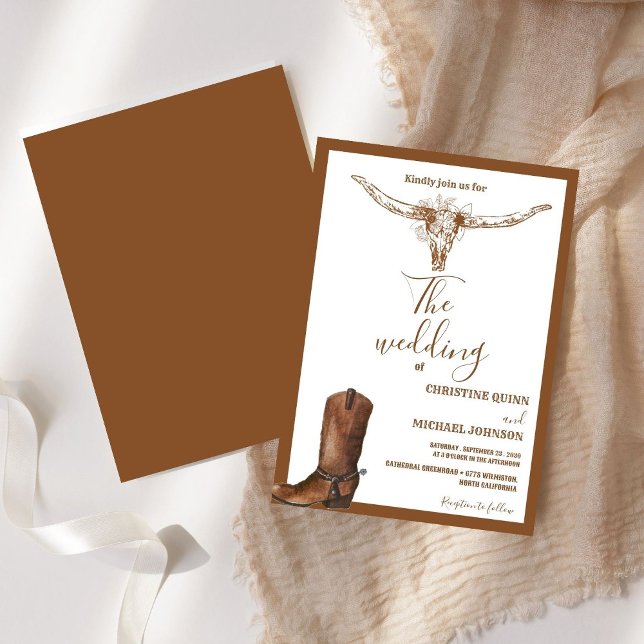 Moderne Minimalistische Boho Western Cowboy Weddin Einladung (Von Creator hochgeladen)