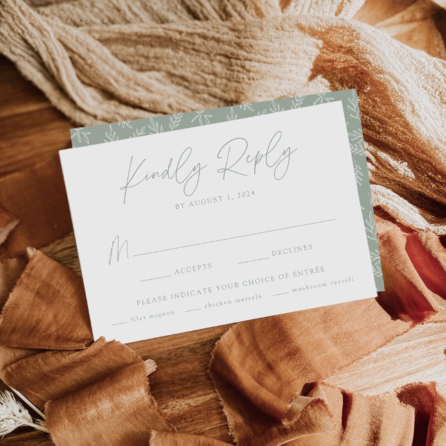 Moderne Minimalistische botanische Speisekarte RSVP Karte (Von Creator hochgeladen)