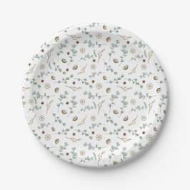 Moderne Minimalistische botanische Weihnachten Pappteller