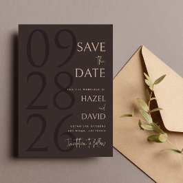 Moderne Minimalistische Braune Hochzeit Save The Date