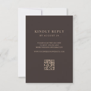 Moderne Minimalistische Braune QR-Code-Hochzeit RSVP Karte