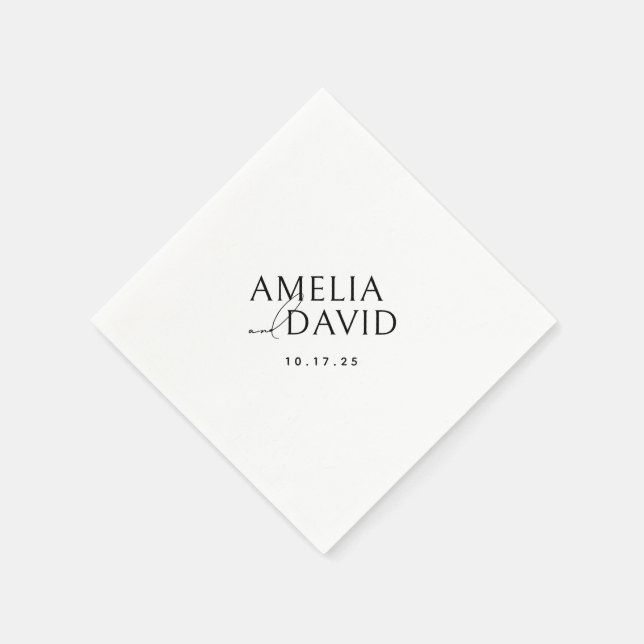 Moderne Minimalistische Braut- und Bräutigamen Serviette (Ecke)