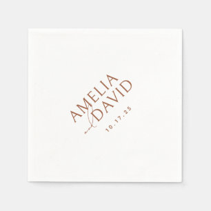 Moderne Minimalistische Braut- und Bräutigamen Serviette