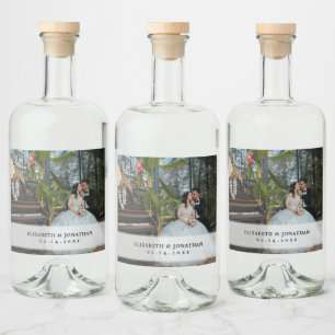 Moderne Minimalistische Braut- und Foto-Hochzeit Alkoholflaschenetikett