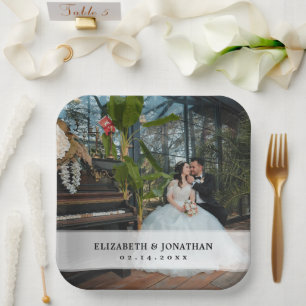 Moderne Minimalistische Braut- und Foto-Hochzeit Pappteller