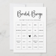 Moderne Minimalistische Brautparty Bingo Game Card