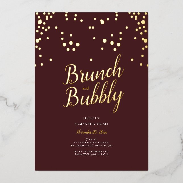 Moderne Minimalistische Brautparty Foil Einladung (Vorderseite)