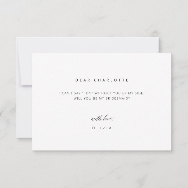 Moderne Minimalistische Bridesmaid-Vorschlagskarte Einladung (Rückseite)