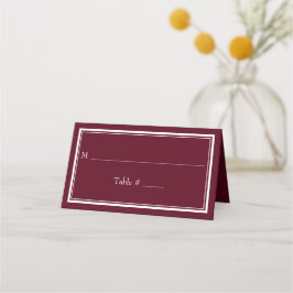 Moderne Minimalistische Burgunder Hochzeit an der  Platzkarte