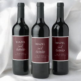 Moderne minimalistische burgunderrote Monogramm-Ho Weinetikett