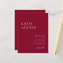 Moderne Minimalistische Burgundy Red Wedding