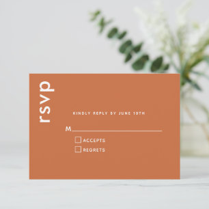 Moderne Minimalistische Burnt Orange Terracotta We RSVP Karte