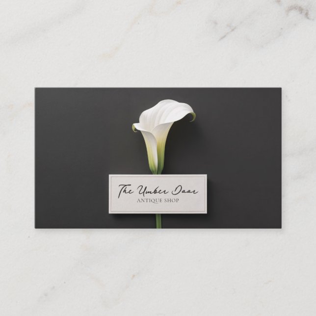 Moderne Minimalistische Calla Lily Black Visitenkarte (Vorderseite)