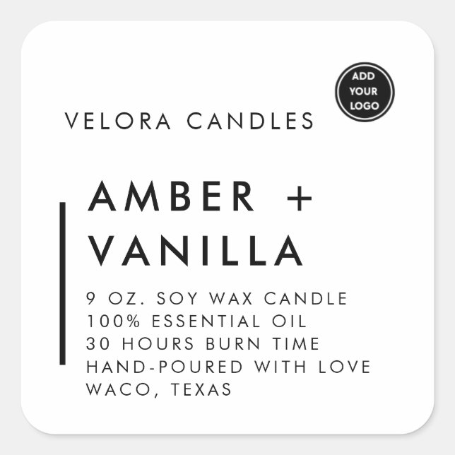 Moderne Minimalistische Candle Scent Packing Aufkl Quadratischer Aufkleber (Vorderseite)